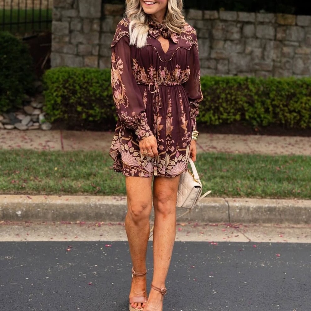 New Farm Rio Bella Floral Long Sleeve Mini Dress Size Small